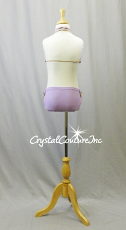 Lt Purple Halter Top and Trunks with Mesh Ruching and Swarovski Fancy Stones