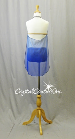 Lt Blue Bra Top and Blue Trunks with Sheer Mesh Ombre Blue Cape