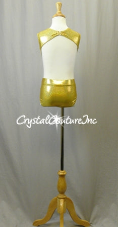 Custom Shimmery Gold Connected 2 Piece Top and Trunk
