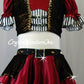 Pirate Inspired Burgundy, Black & White Crop Vest Top & Skirt/Trunk - Swarovski Rhinestones