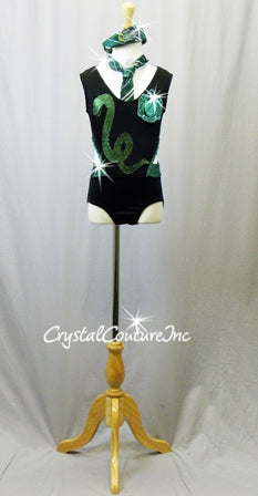 Black and Green Harry Potter Slytherin Leotard - Swarovski Rhinestones