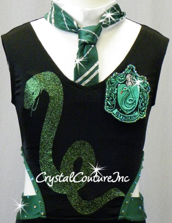 Black and Green Harry Potter Slytherin Leotard - Swarovski Rhinestones