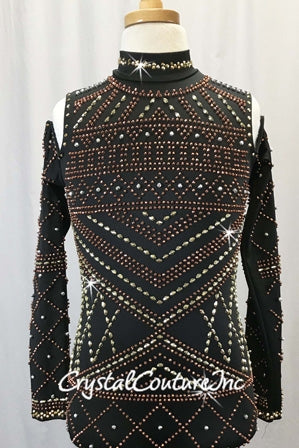 Black Beaded Boy Cut Biketard - Swarovski Rhinestones