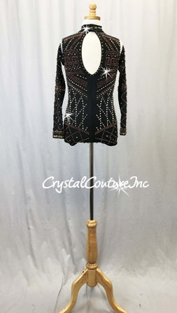 Black Beaded Boy Cut Biketard - Swarovski Rhinestones