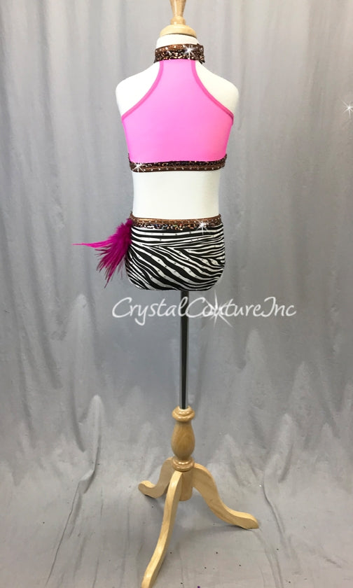 Black & White Zebra 2 Pc Top & Trunk with Copper & Fuchsia Accents - Swarovski Rhinestones