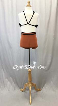 Black Sheer Mesh Top and Copper/Black Trunks