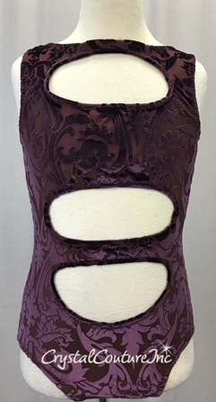 Plum Stretch Velour Burnout Leotard