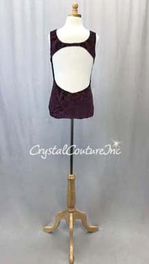 Plum Stretch Velour Burnout Leotard