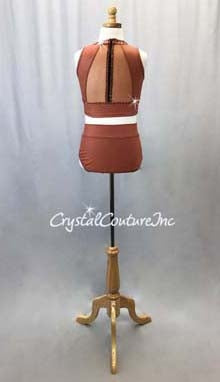 Copper Lycra 2-piece Crop Top and Trunks - Rhinestones