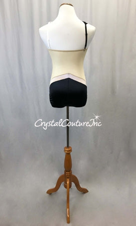 Black/White/Tan Color block Lycra Leotard