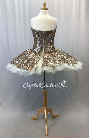 Custom Black Mesh w/Gold Sequin Fabric Overlay Soft Platter Tutu