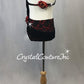 Black and Red Connected 2 pc Halter Top and Brief/Back Skirt- Swarovski Rhinestones