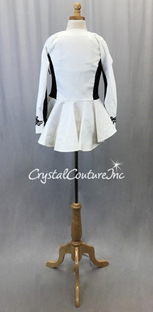 White and Black Denim Peplum Jacket w/Black Lycra Leotard