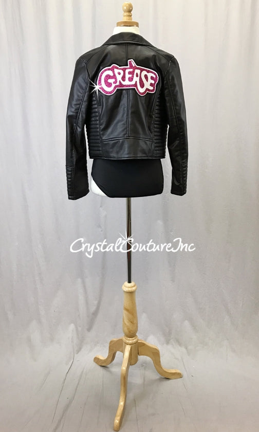 Grease Inspired 3-Piece Biker Jacket, Crop Top & Poodle Skirt - Swarovski Rhinestones
