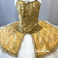 Gold Satin & Lace With White Custom Platter Tutu  - Swarovski - Size AXS