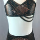 Custom, Brand New: Black and Bronze 2pc Animal Print with Black Open Net Overlay - Appliques
