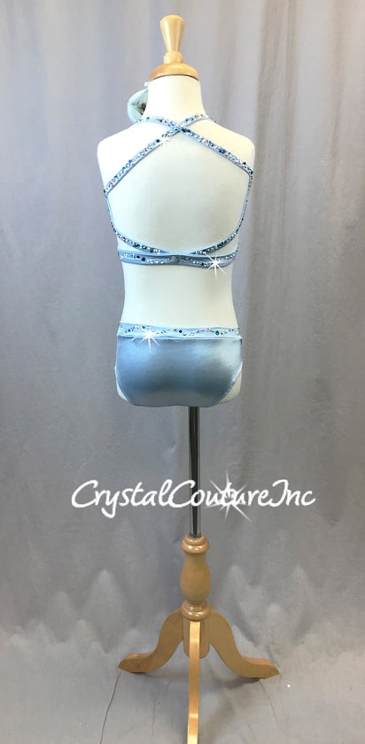 Custom Light Blue Lycra & Lace Top with Trunk - Swarovski Rhinestones