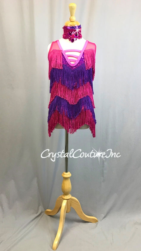 Hot Pink and Purple Fringe Dress with Hot Pink Leotard Hot Pink and Purple Fringe Dress with Hot Pink Leotard