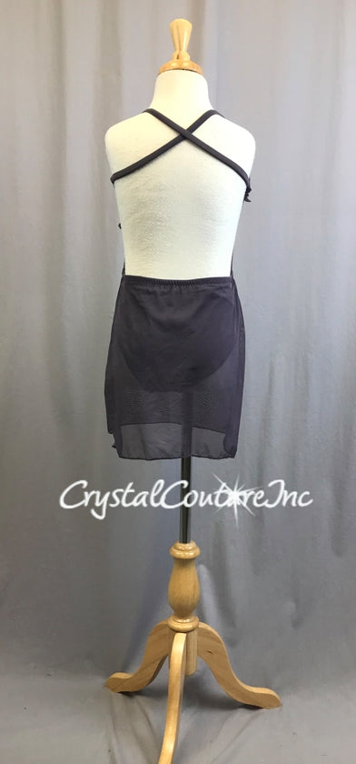 Dusty Purple Mesh Dress with Lycra Leotard - Appliques & Rhinestones