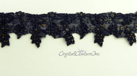 Black/Gold Beaded & Sequin Trim