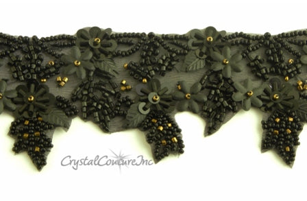 Black/Gold Beaded & Sequin Trim