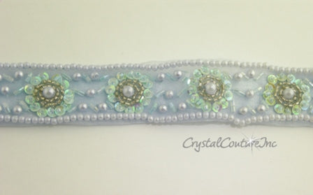 Lt Blue Pearl/Bead/Sequin Trim - per yard
