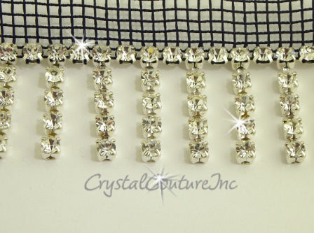 Crystal/Silver Rhinestone Fringe Trim