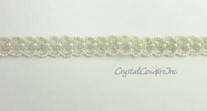 White Pearl/Silver Beaded Trim