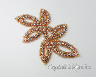 Crystal Rhinestone/Champagne/Rose Gold Beaded Applique