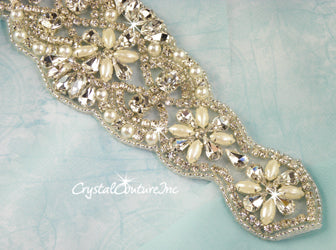 Crystal/Pearl & Pear/Navette Rhinestone Applique #1