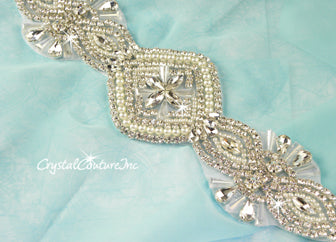 Crystal/Pearl & Pear/Navette Rhinestone Applique #2