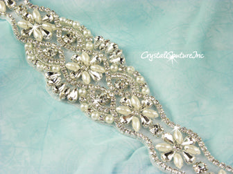 Crystal/Pearl & Pear/Navette Rhinestone Applique #3