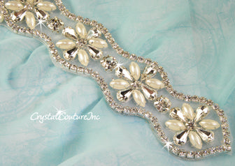 Crystal/Pearl & Pear/Navette Rhinestone Applique #3