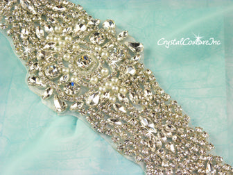 Crystal/Pearl & Pear/Navette Rhinestone Applique #4
