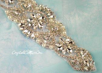 Crystal/Pearl & Pear Shape Rhinestone Applique #6