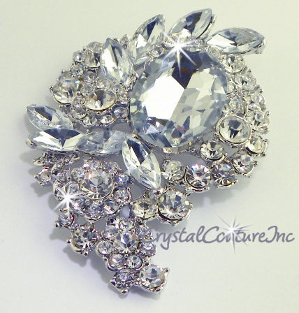 Crystal Rhinestone Brooch 3.0" x 2.25"