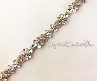 Crystal Rhinestone Pear Applique Trim