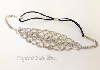 Crystal Rhinestone Stretch Headband with Navettes