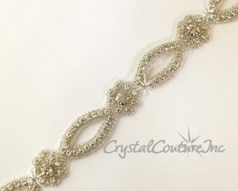 Silver/Crystal Rhinestone/Beaded Trim - per foot