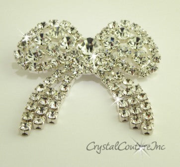Crystal Rhinestone Bow Shape Dangle Embellishment