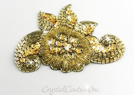 Large Gold Rhinestone Applique For Couture, Dress, Costume