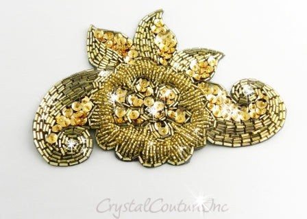 Gold Beaded & Sequin Applique