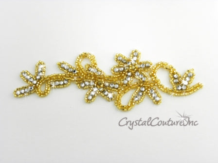 Gold Bead & Crystal Rhinestone Applique – Crystal Couture