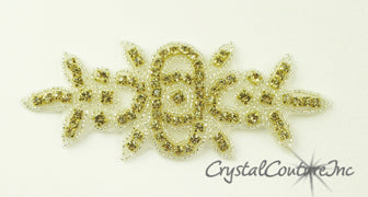Light Colorado Topaz Rhinestone/Silver Beaded Applique