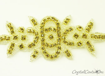 Light Colorado Topaz Rhinestone/Silver Beaded Applique