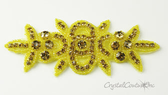 Light Colorado Topaz Rhinestone and Yellow/Gold Beaded Applique