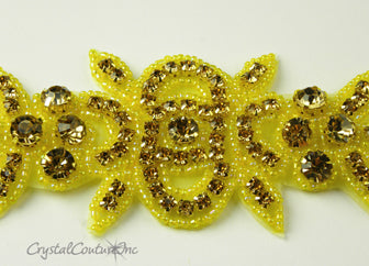 Light Colorado Topaz Rhinestone and Yellow/Gold Beaded Applique