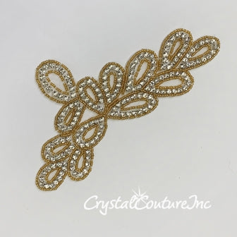 Gold/Crystal Beaded Rhinestone Applique #5 – Crystal Couture