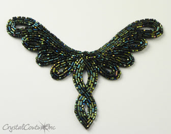 Dark Green AB Beaded Applique