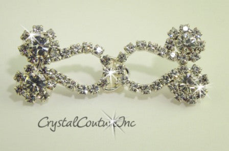 Crystal/Silver Rhinestone Hook & Eye Set 1" x 2 1/4"